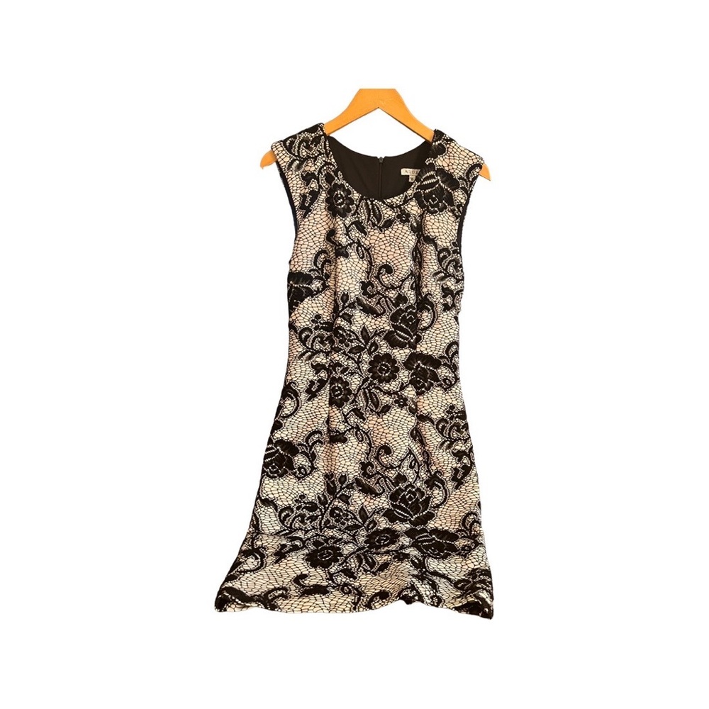 Black lace over ivory dress